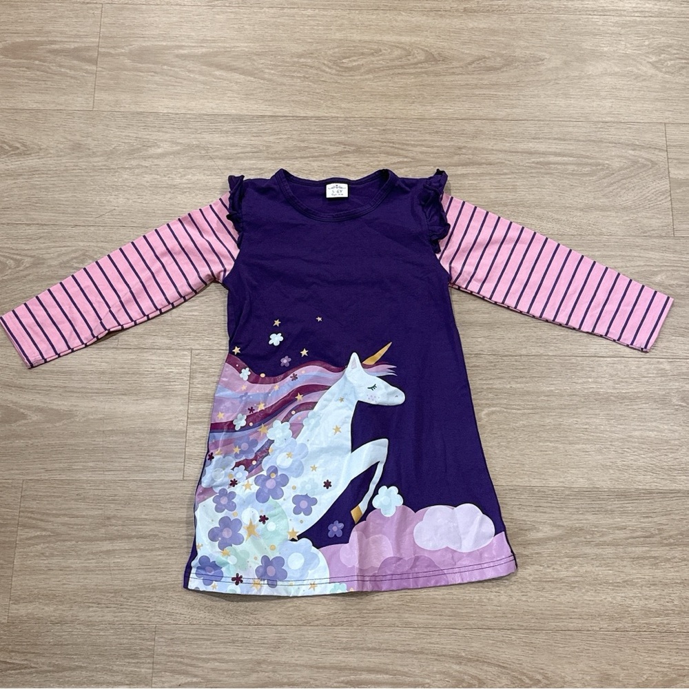 3 for $6 Unicorn Girl Long Sleeve Dresses 5-6Y